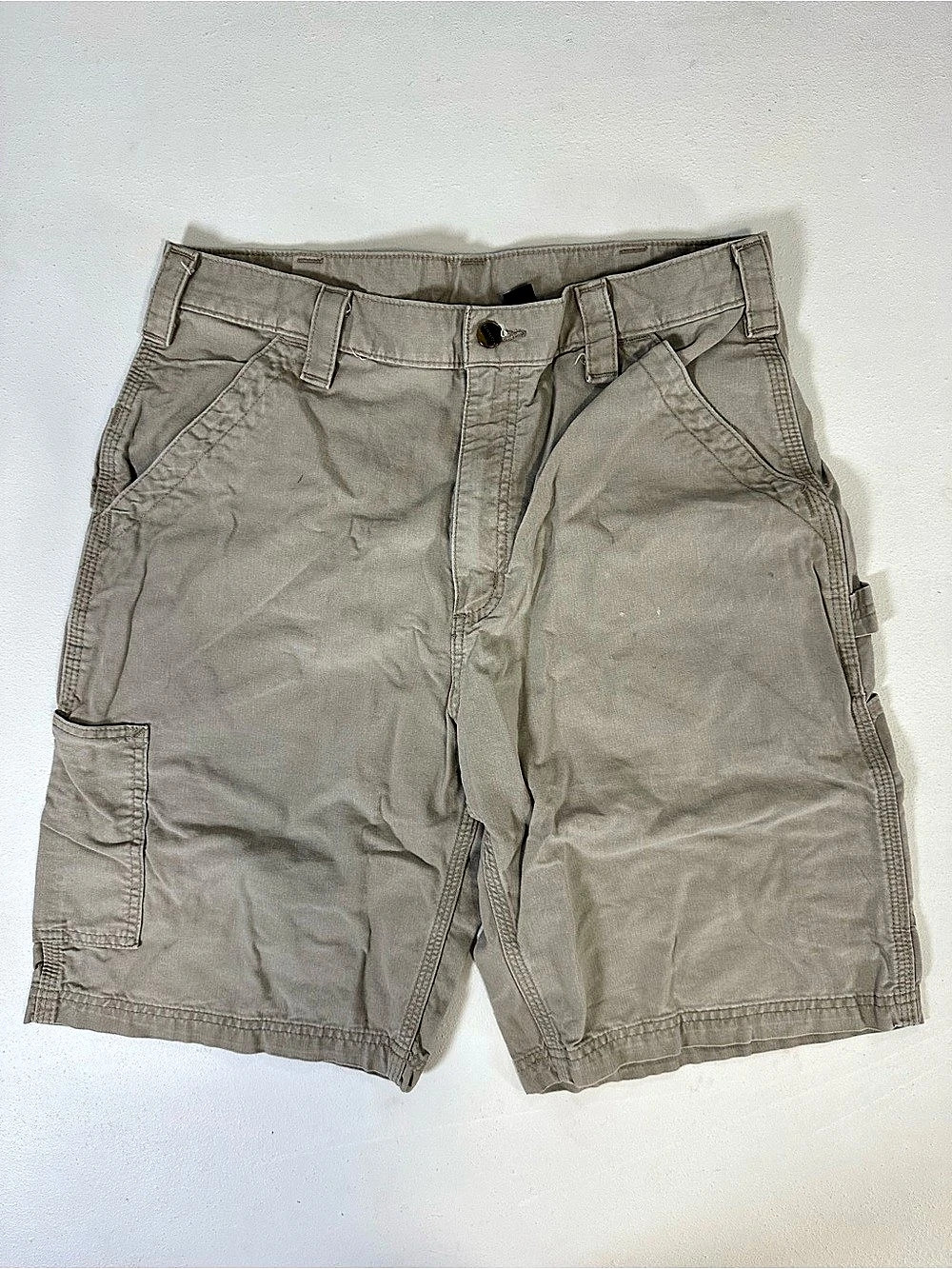 Carhartt B147 TAN Canvas Carpenter Work Shorts Men's Size 34 Loose Fit Khaki